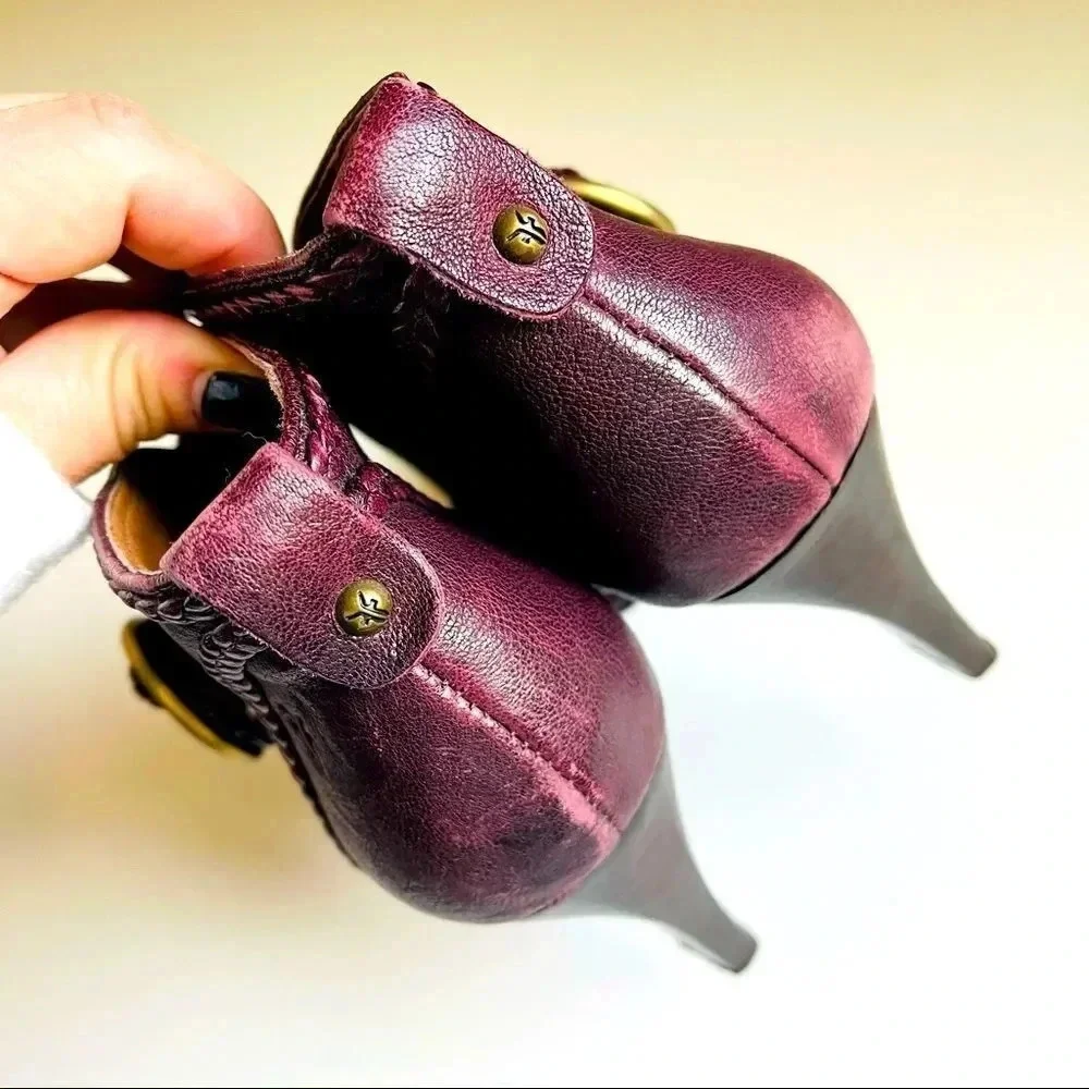 Frye Vicki Purple Leather Heeled Bootie